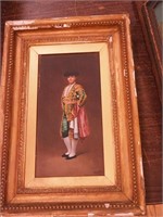 Small painting of a matador, 13" x 7" signed