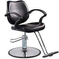 Classic Black Leather and Alloy Steel Salon Chair