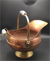 Large Antique Copper Coal/Ash Scuttle Bucket