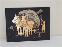 INLAID STRAW PICTURE FROM BANGLADESH 12" X 9"