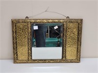 ANTIQUE BRASS WALL MIRROR 17.5" X 12"