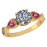 Certified 1.81 Ctw Pink Tourmaline and Diamond Wed
