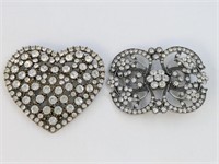 (2) RHINESTONE BELT BUCKLES