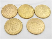 5 Gulden Netherlands Wilhelmina gold coins
