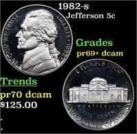 Proof 1982-s Jefferson Nickel 5c Grades GEM++ Proo