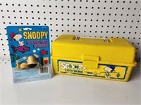 Vtg Snoopy Fishing Box W/ Bobber