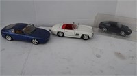 3 Small Die Cast Cars-Ferrari,444 Mercedes Benz