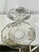 2 large silver overlay  trays