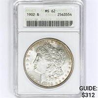 1902 Morgan Silver Dollar ANACS MS62