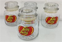 4 glass Jelly Belly Jars