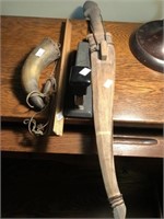 Powder horn and assorted items