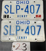 Pair of 1985 Ohio License Plates