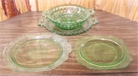 4 pc. Green Glass Items