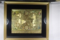 Gold Foil Map Nova Totius Framed