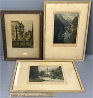 Cityscape Prints; Artist Signed; Lot of 3