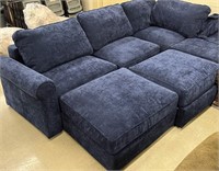 Blue Upholstered Sectional Sofa (1 Cushion