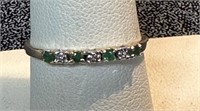 Petite Emerald & Diamond 10k Band Ring