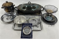 Assortment of Silver-Plated Kitchen Dishes & More