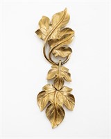 Crown Trifari Designer Signed Dangle Leaf Brooch