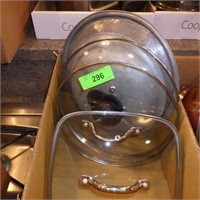 ASST. LIDS- COPPER CHEF (2), ALUMINUM, TIN, GLASS