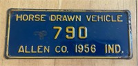 1956 Indiana Horse Drawn Vehicle License Plate