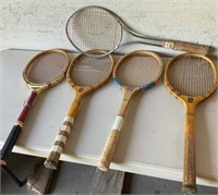 Tennis Racket Lot 5 Vintage Wood & Metal Retro