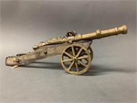 Brass Rolling Cart Army Cannon