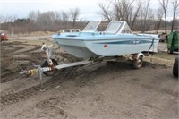 1980 Tide Craft 15FT Fiberglass Boat on Trailer,