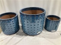 Round glazed clay pots 3pc, 14x14, 11x11, 9x9