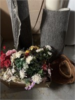 Artifitial flowers, carpet pcs., & baskets