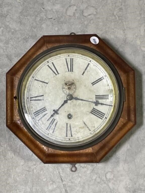 Vintage Octagon Wall Clock By Waterbury Clock Co