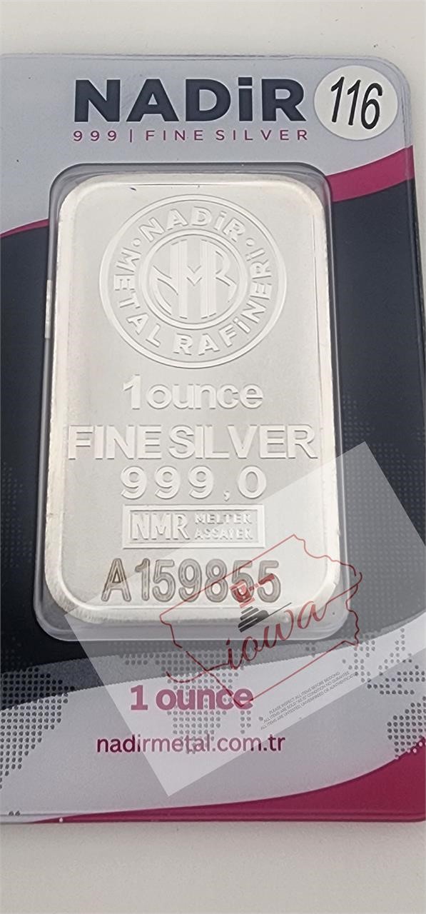 Nadir 1 OZ Silver Bar In Plastic Serial #AS159855