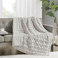 Madison Park Ruched Fur Throw $37