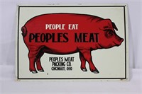 Vintag Metal Peoples Meat Packing Sign