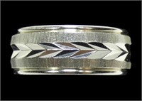Sterling silver incised band ring, new, size 9,