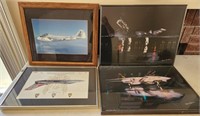 W - 4 PIECES FRAMED MILITARY AIRCRAFT PRINTS (K4)