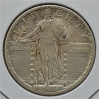 1918-S Standing Liberty Quarter- About Uncirculate