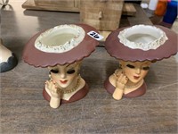 2 SMALL HEAD VASES-1958