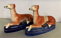 Pair of Staffordshire Style Greyhound Ink Wells