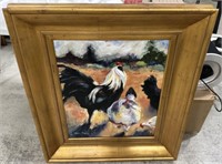 Signed Janice Robbins Cock of the Walk Painting