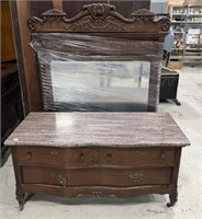 Late 1800s Victorian Carved Low Boy Dresser