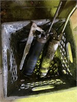 Milk Crate with 2 Grease Guns-untested