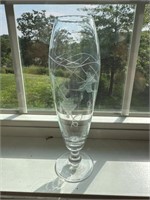 Vintage Etched Blown Glass Vase