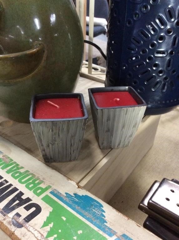 Pair of Asian candleholders