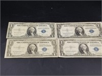 4 1935 $1 Silver certificates all circulated