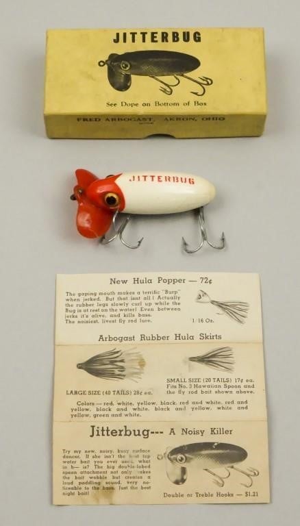 1940's Arbogast Jitterbug Lure w/ Paper & Box