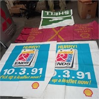 Lot of 4 old Shell Advertising Banners or Pump