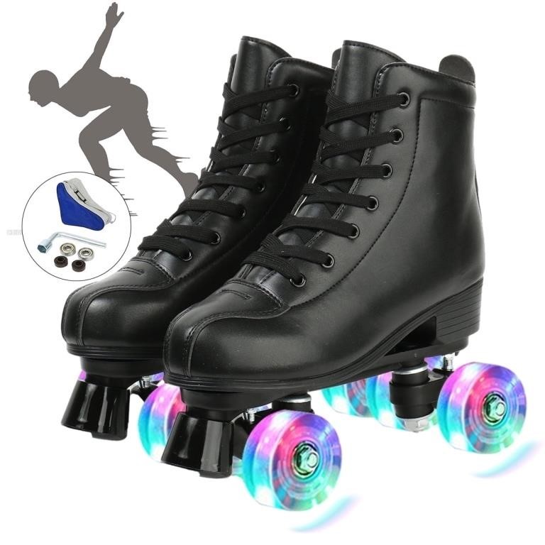 WF3029  EONROACOO Kids Light-up Roller Skates Bla