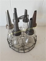 6 Ct. Glass Oil bottles in Round hand carrier