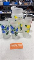 Hand Painted Tulip Glasses & Pitcher